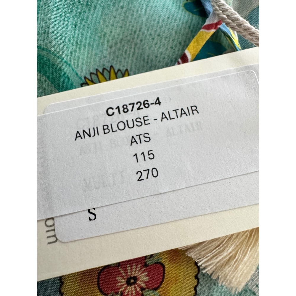 Johnny Was Anji Blouse Altair Floral Tassel V-Neck Top Teal Multi C18726-4 Small - Picture 2 of 13